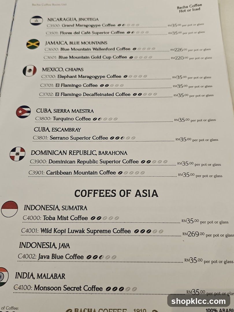 Bacha Coffee Room List