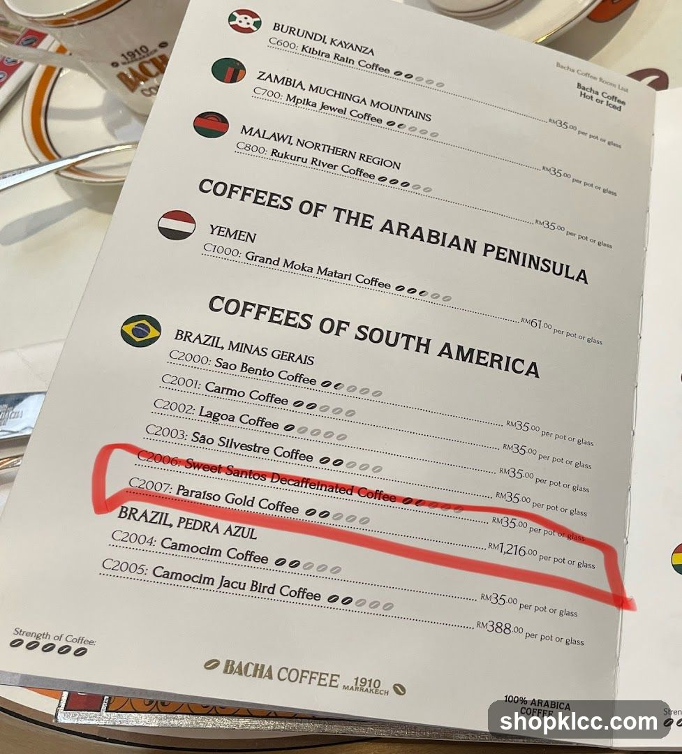 Bacha Coffee Room List