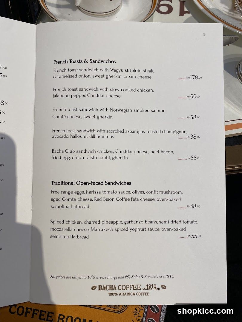 Bacha Coffee Menu