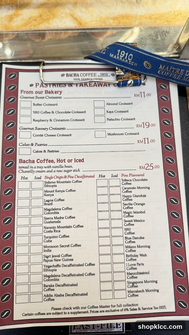 Bacha Coffee Menu