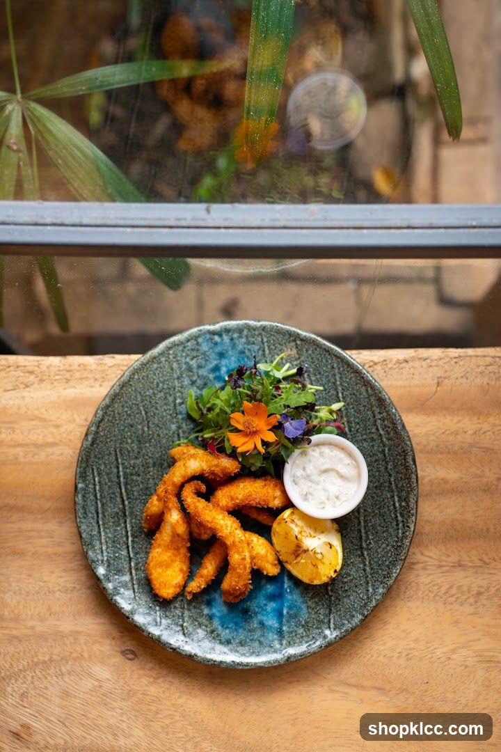 Crispy Fish Bites with Salad and Dip