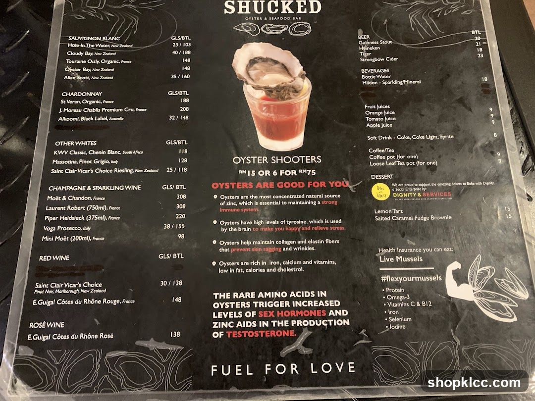 Shucked Oyster & Seafood Bar Menu