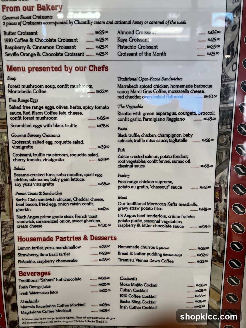 Menu presented by our Chefs