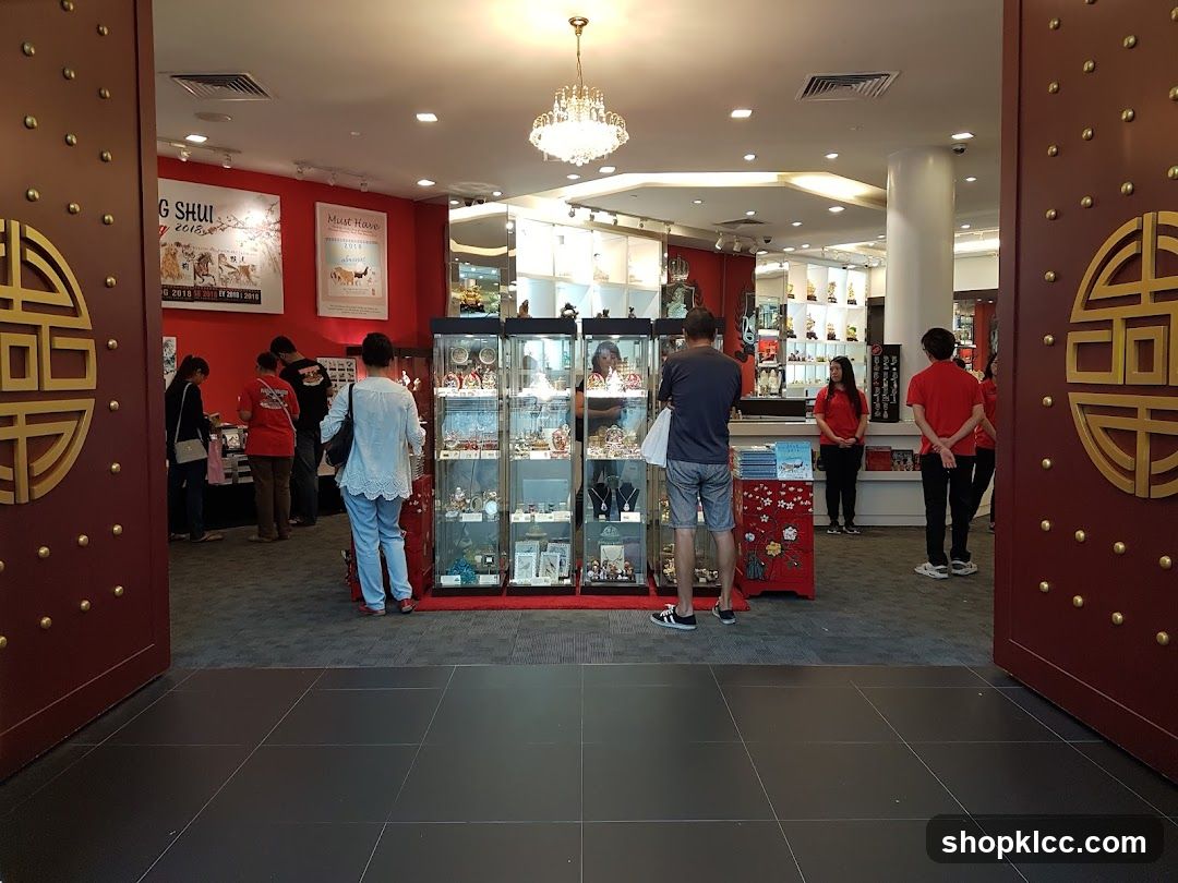 Interior of a shop with display cases and customers