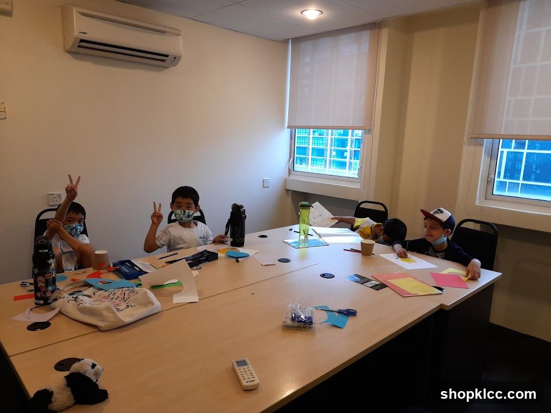 Children doing arts and crafts at a table