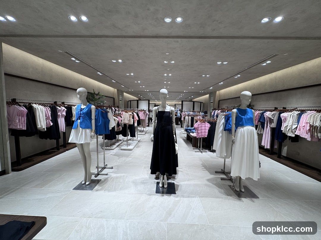 Clothing store interior with mannequins