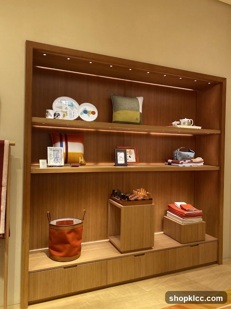 Display shelves with home goods
