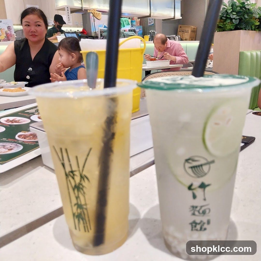 Two drinks on a table