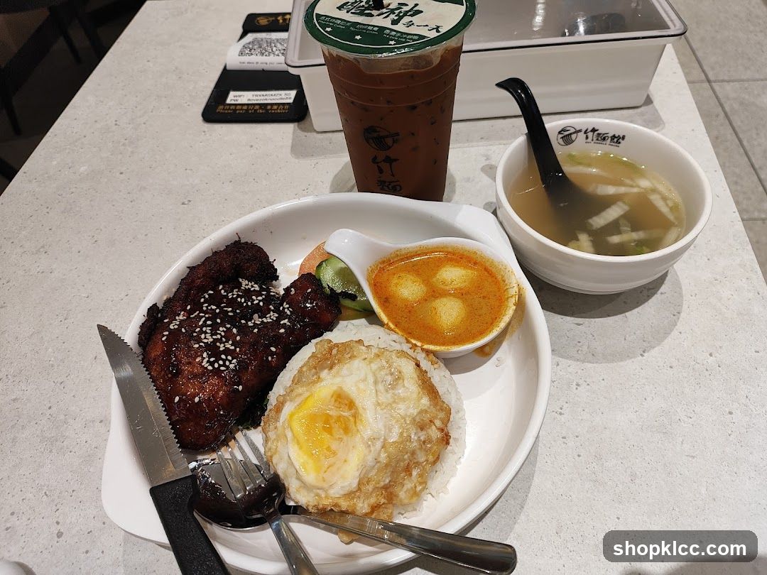 Meal with Fried Chicken and Soup