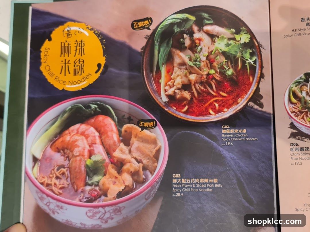 Spicy Chilli Rice Noodles Menu