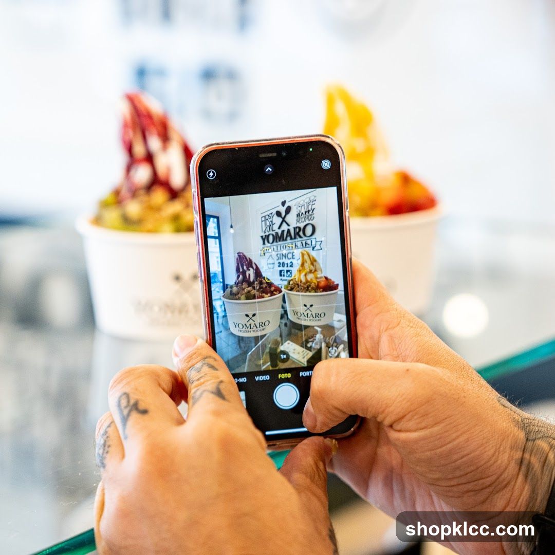 Taking a photo of frozen yogurt