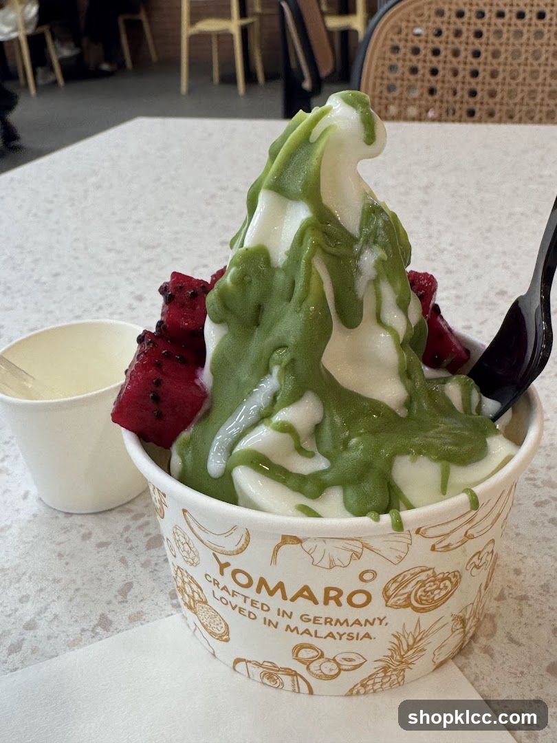 Yomaro Soft Serve with Dragon Fruit and Matcha Drizzle