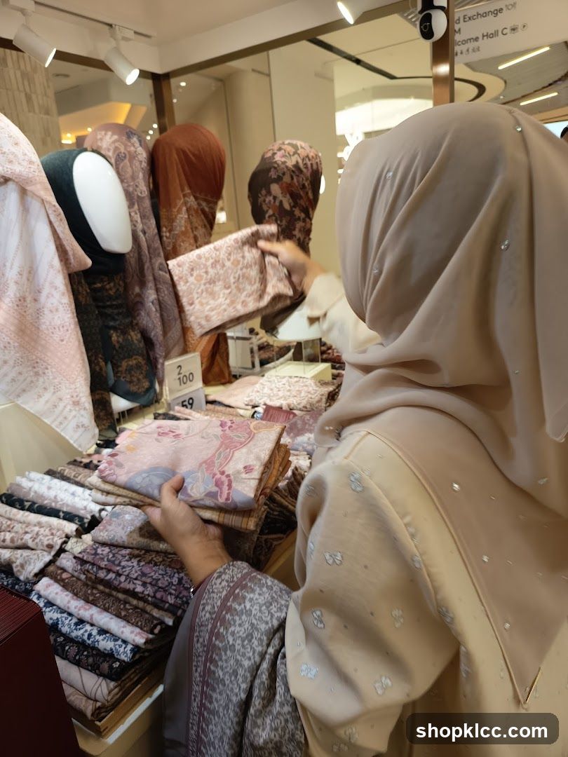 Woman browsing scarves