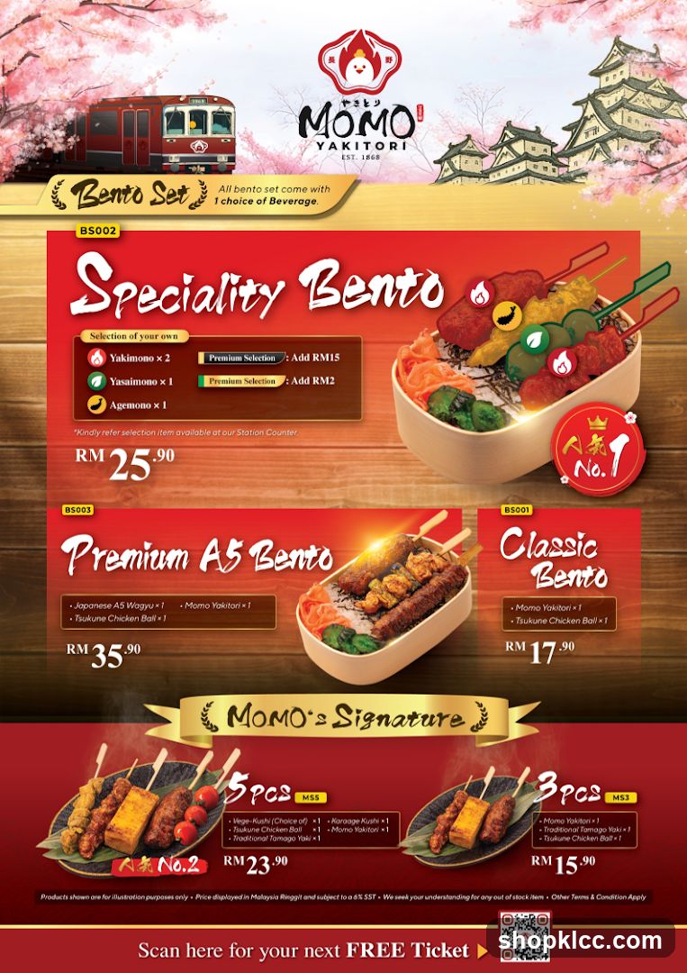 Momo Yakitori Bento Menu