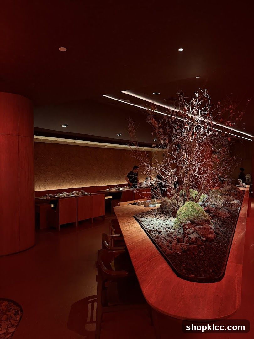 Restaurant Interior with Decorative Tree