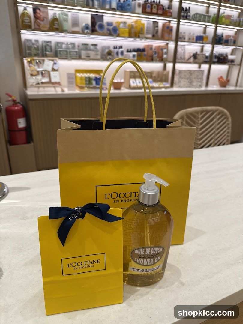 L'Occitane Shopping Bags and Shower Oil