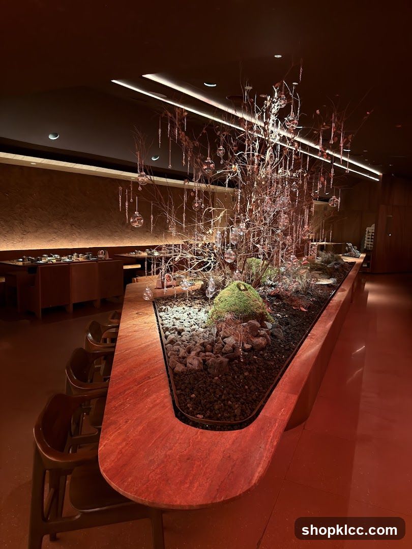 Restaurant Interior with Decorative Tree