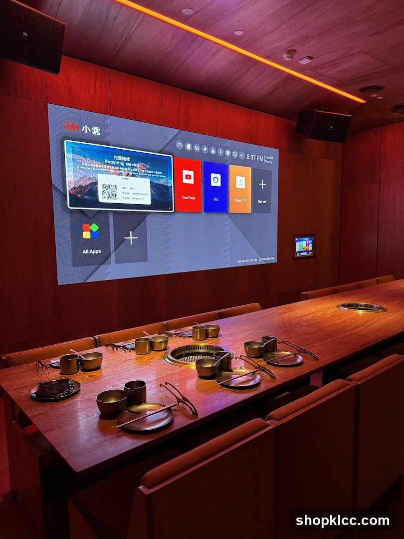 Restaurant Dining Area with Large Screen