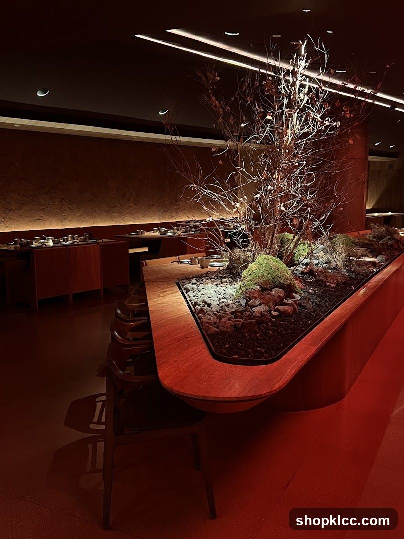 Restaurant Interior with Decorative Plant Display