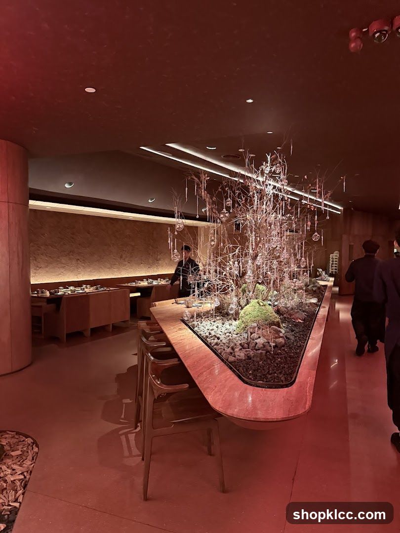 Restaurant Interior with Decorative Tree