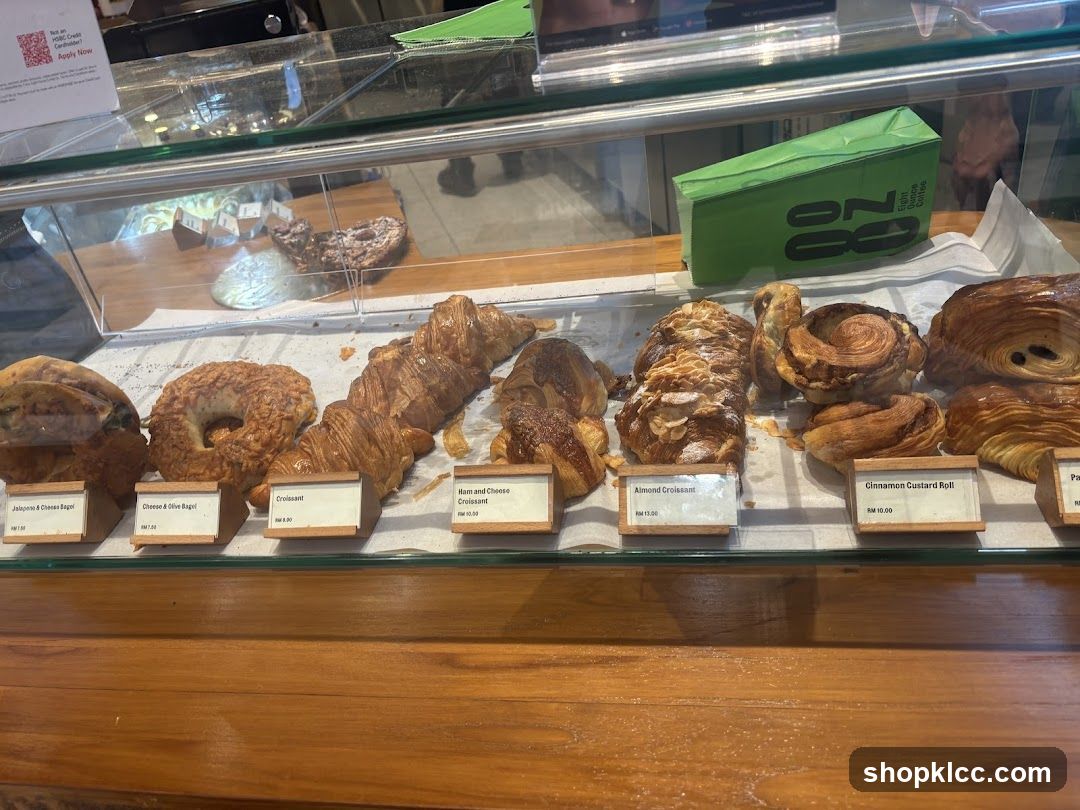 Pastries and Bagels in Display Case