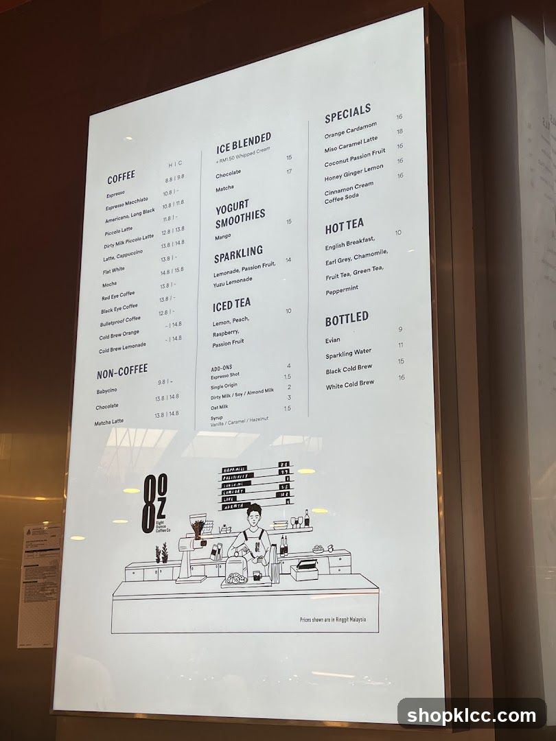 Eight Ounce Coffee Co. Menu