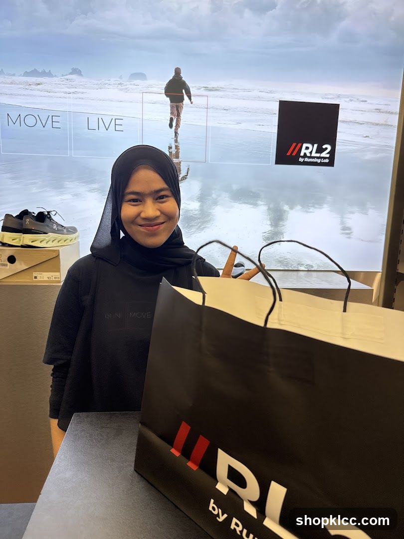 Woman with shopping bag and running shoes