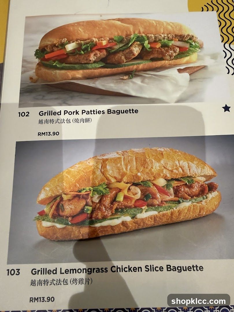 Vietnamese Baguette Menu Page