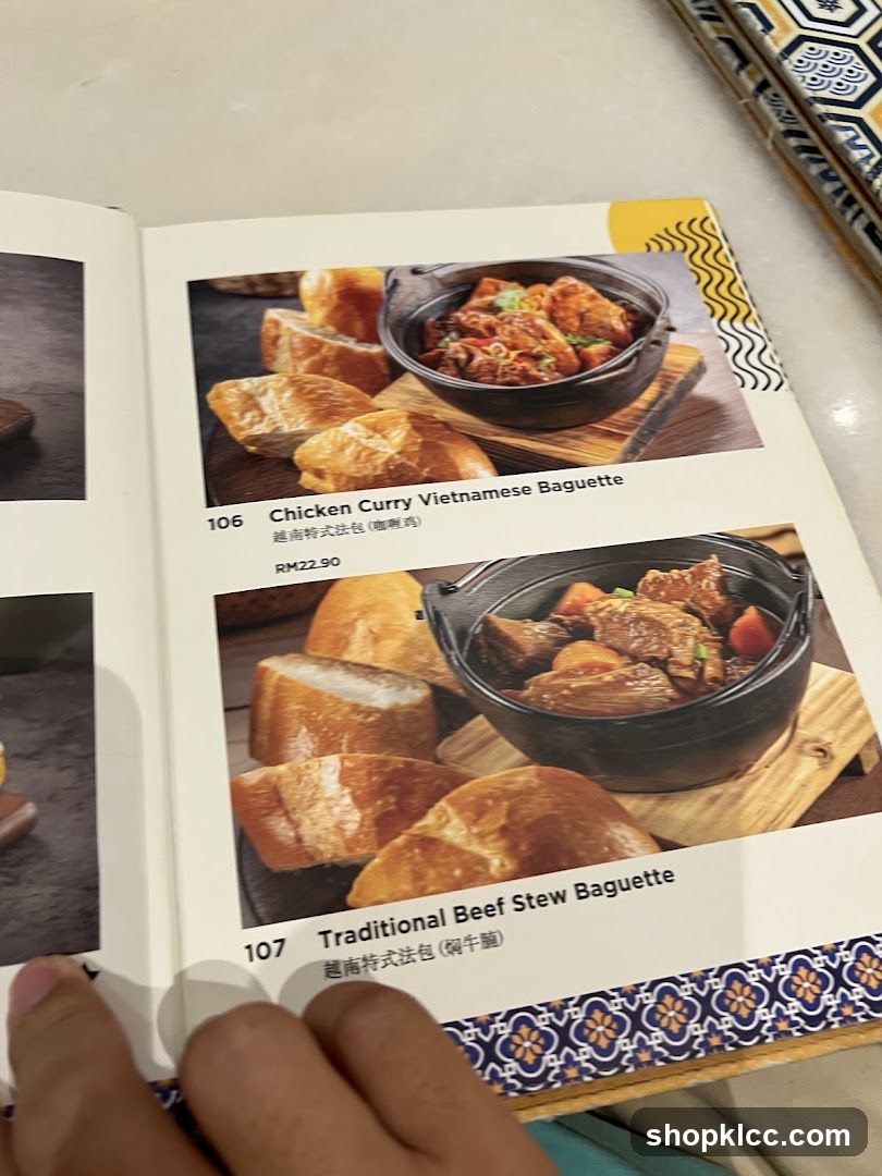 Vietnamese Baguette Menu Page