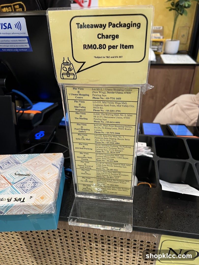 Takeaway Packaging Charge Sign