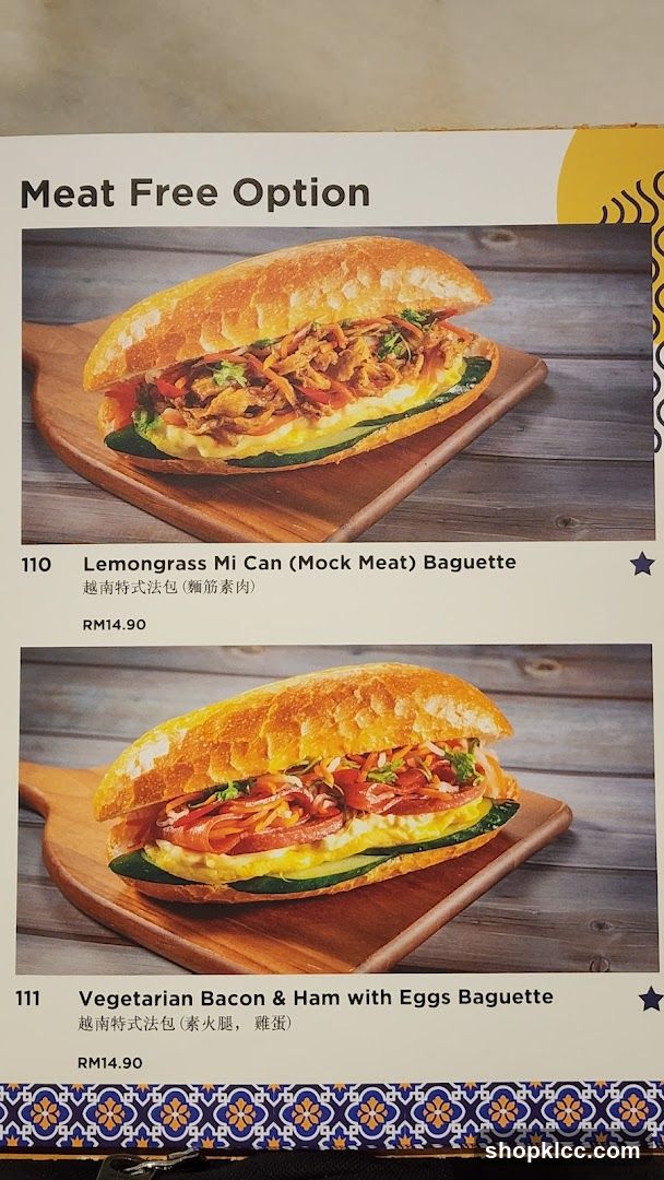 Meat Free Option Menu Page