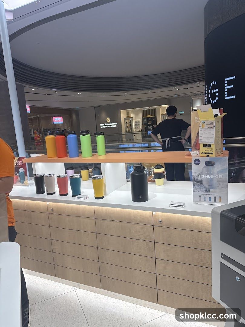 Display of Water Bottles and Tumblers