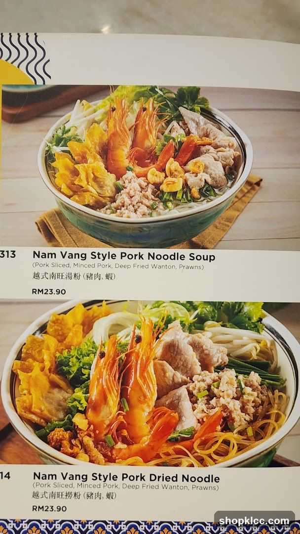 Nam Vang Style Pork Noodle Soup and Dried Noodle Menu