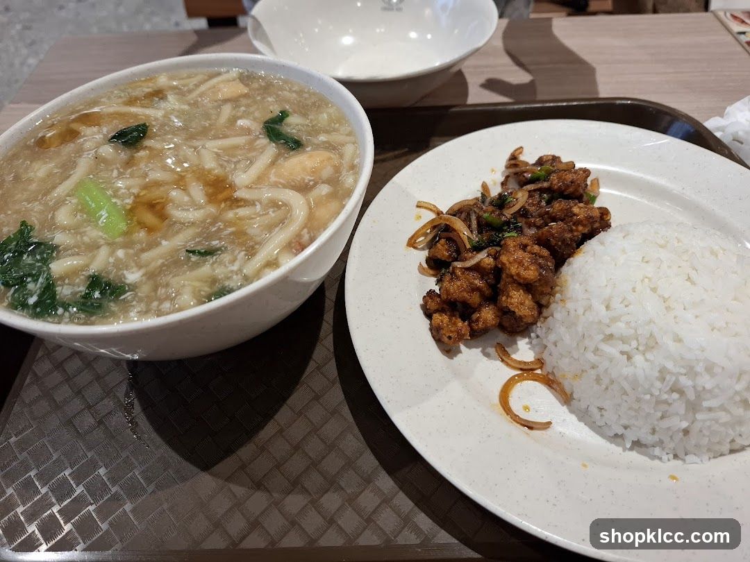 Meal with soup and rice