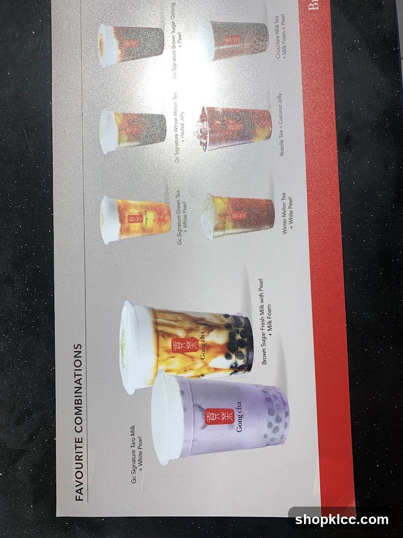 Gong Cha Favourite Combinations Menu Page