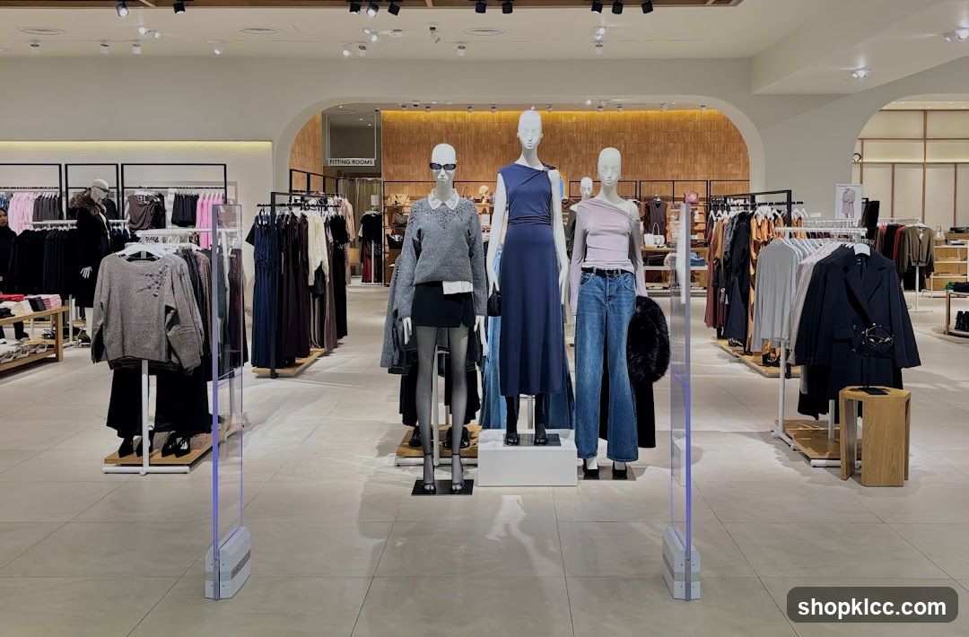 Clothing store interior with mannequins