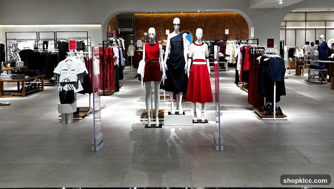 Clothing store interior with mannequins