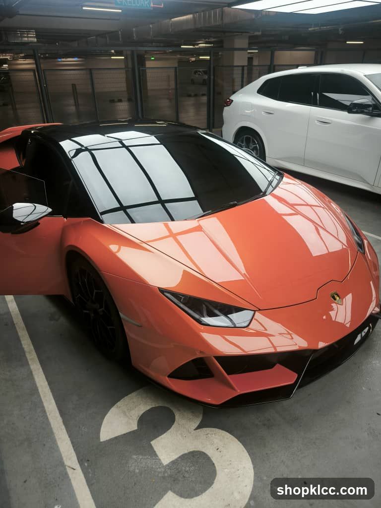 Orange Sports Car in Parking Lot
