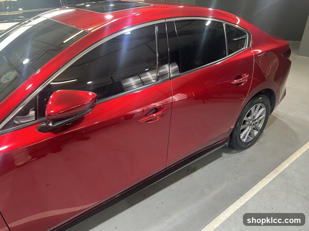 Red Sedan in Garage