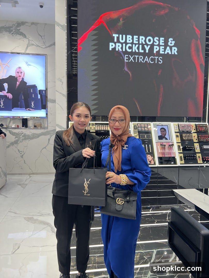 Two Women Posing in a Cosmetics Store