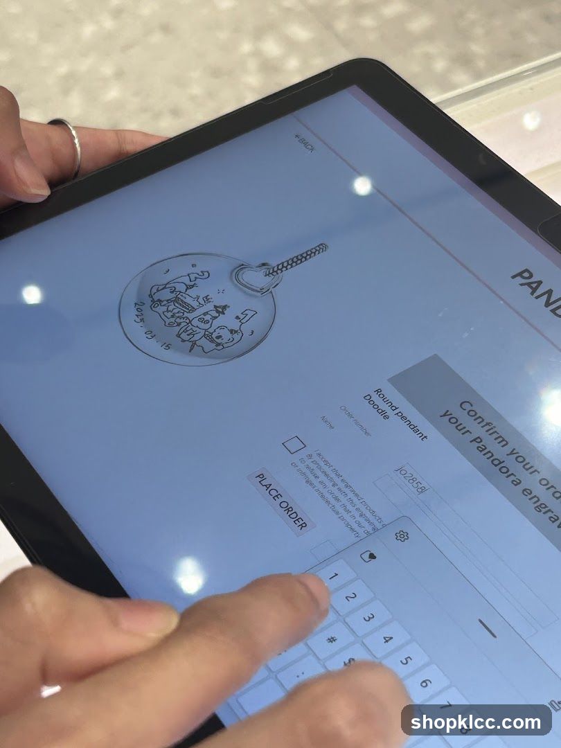 Pandora Engraving Order Confirmation