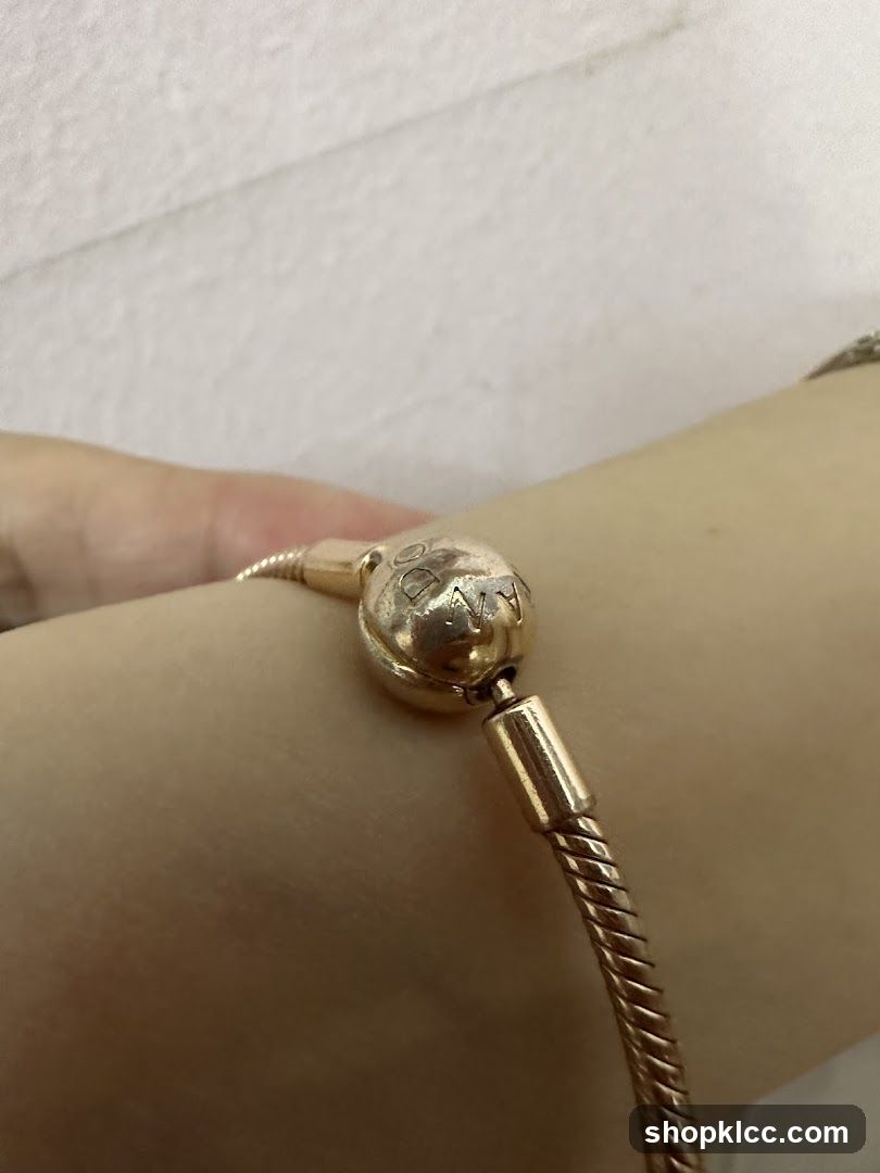 Close-up of a bracelet clasp