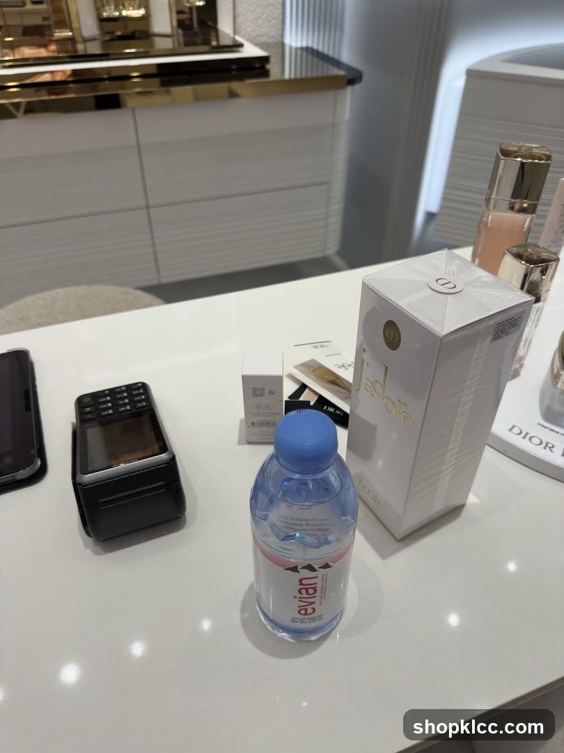 Dior J'adore Perfume and Evian Water