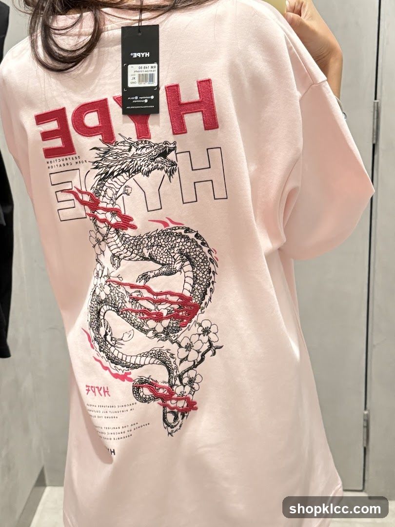 Pink T-shirt with Dragon Graphic