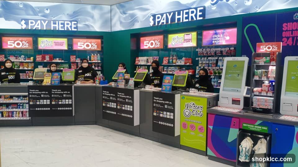 Checkout counters with promotional displays