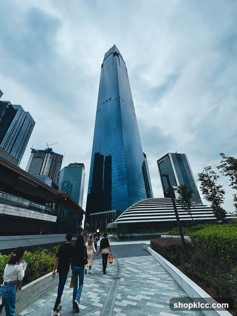 Modern Cityscape with Skyscraper and Pedestrians
