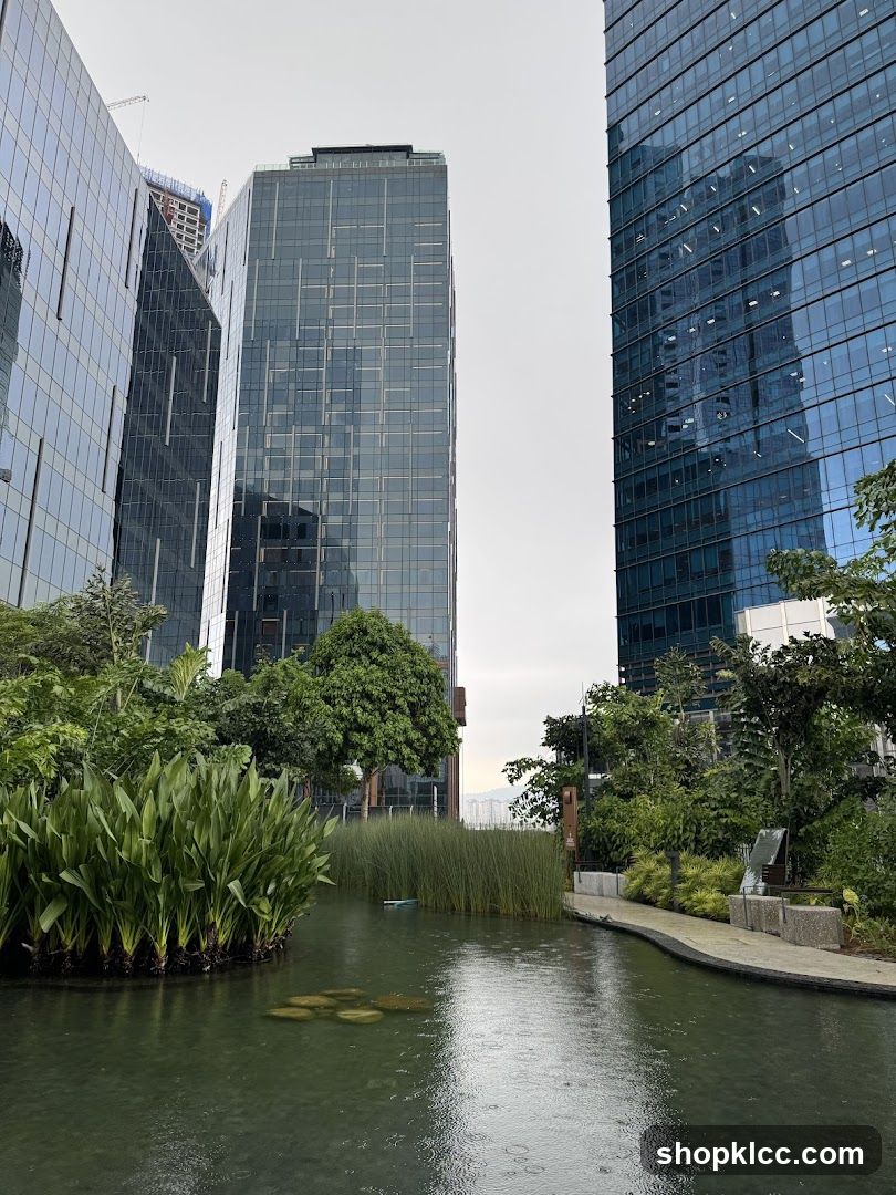 Modern Buildings and Water Feature