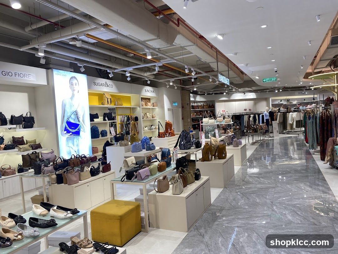 Handbag and clothing store interior