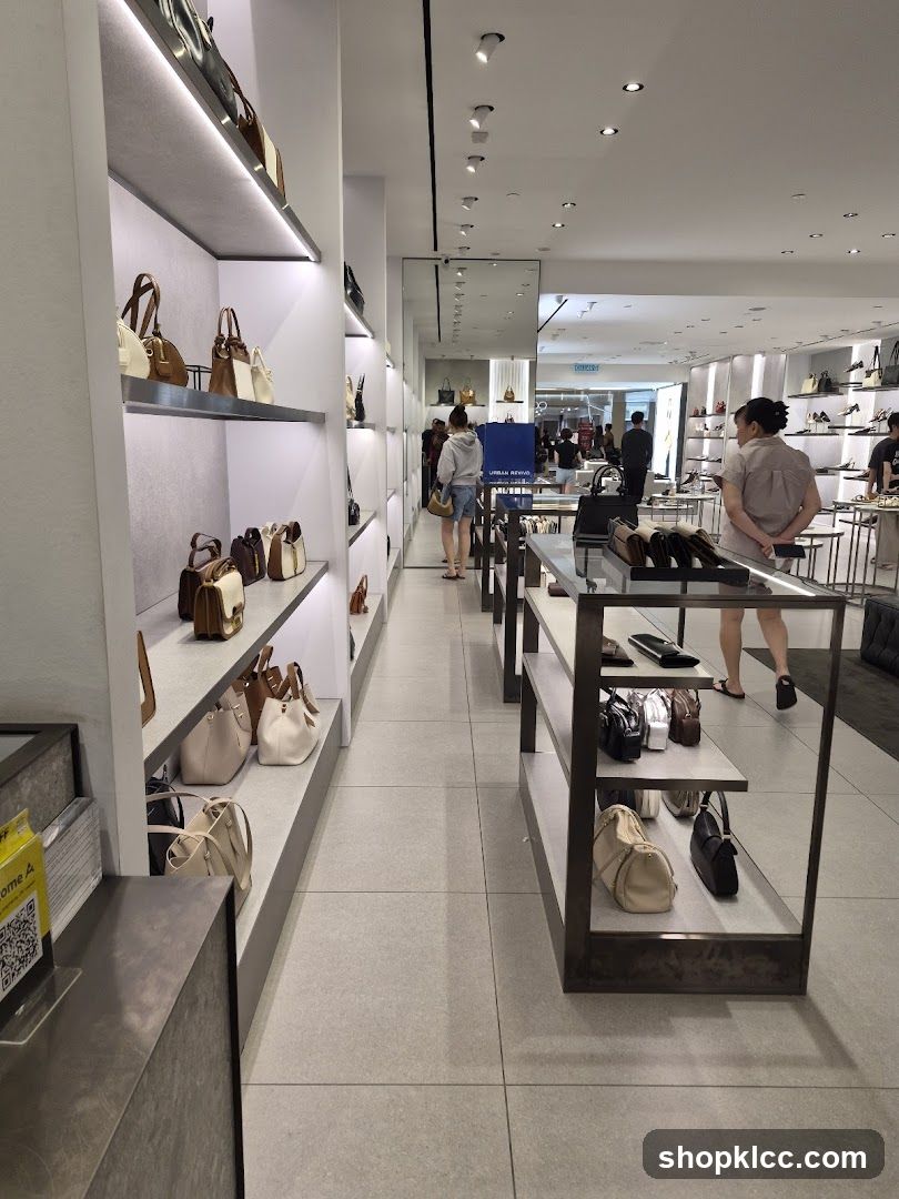 Interior of a handbag and shoe store