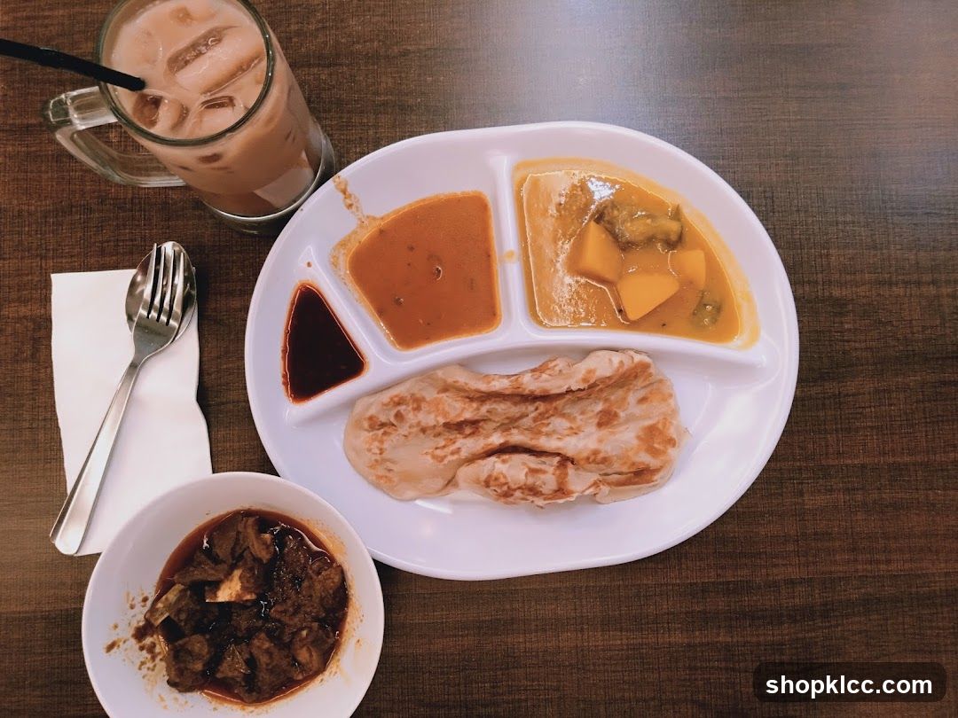Roti Canai with Curry and Beef Stew
